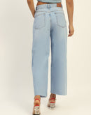 Madame Mid Rise Solid Ice Blue Denim