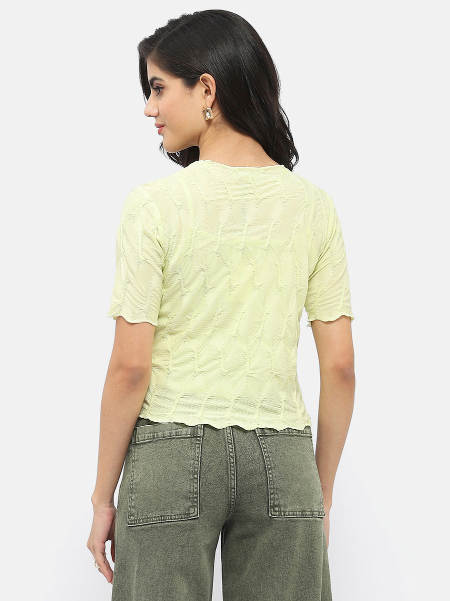 Madame Lettuce Hem Lime Green Crinkled Top