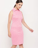 Madame Pink Check Print Polo Dress