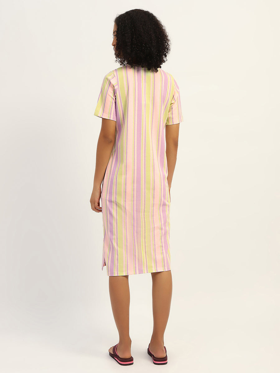 mSECRET Striped Pink Cotton Night Dress