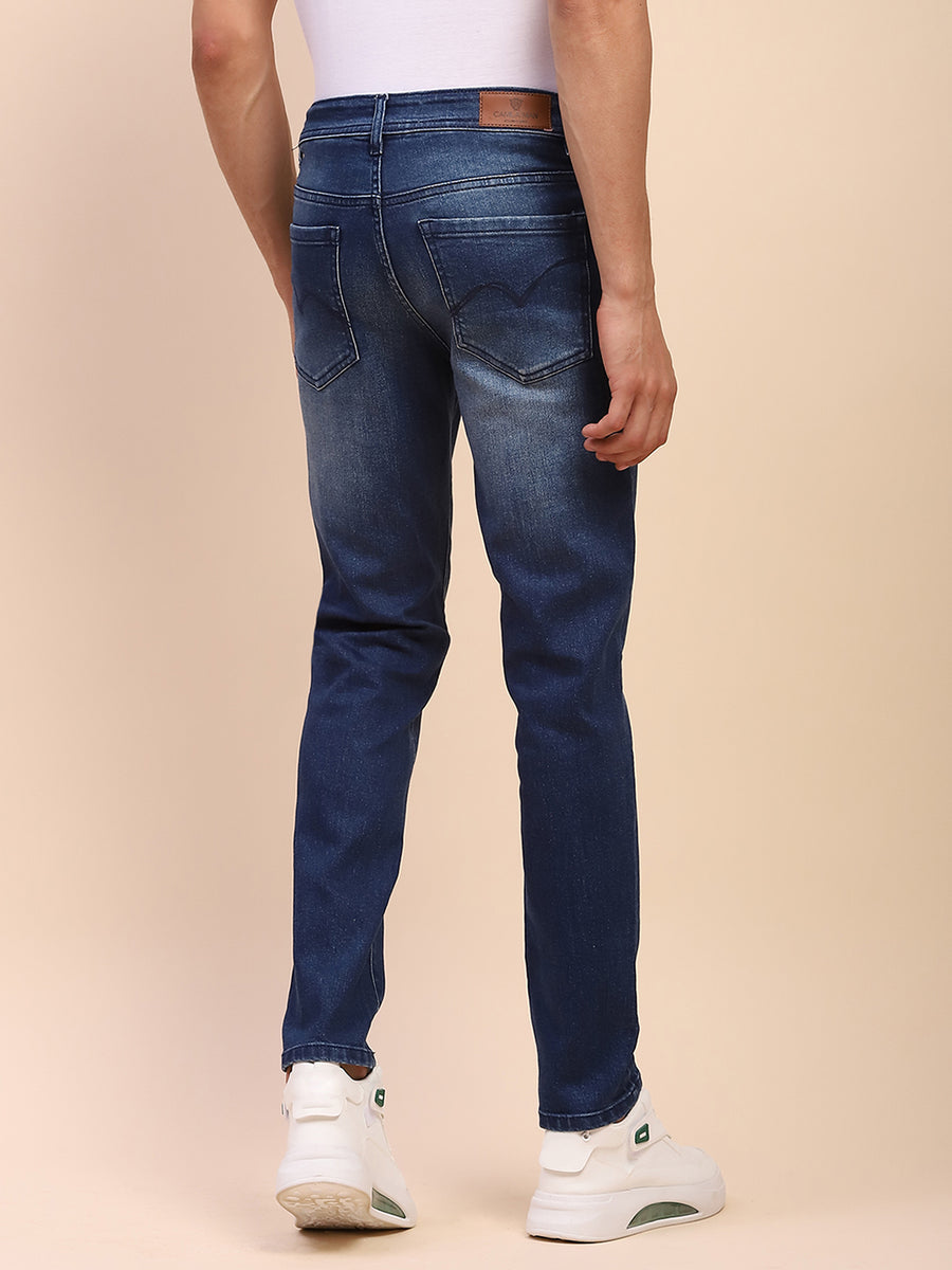 Camla Barcelona Ripped Mid Rise Whiskered Denim Blue Denim