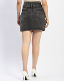 Madame Cotton Black Short Denim Skirt