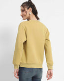 Madame Fleece Handwork And Embroidered Golden Yellow Sweatshirt  For Women