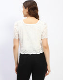 Madame Laced White Schiffli Cotton Top