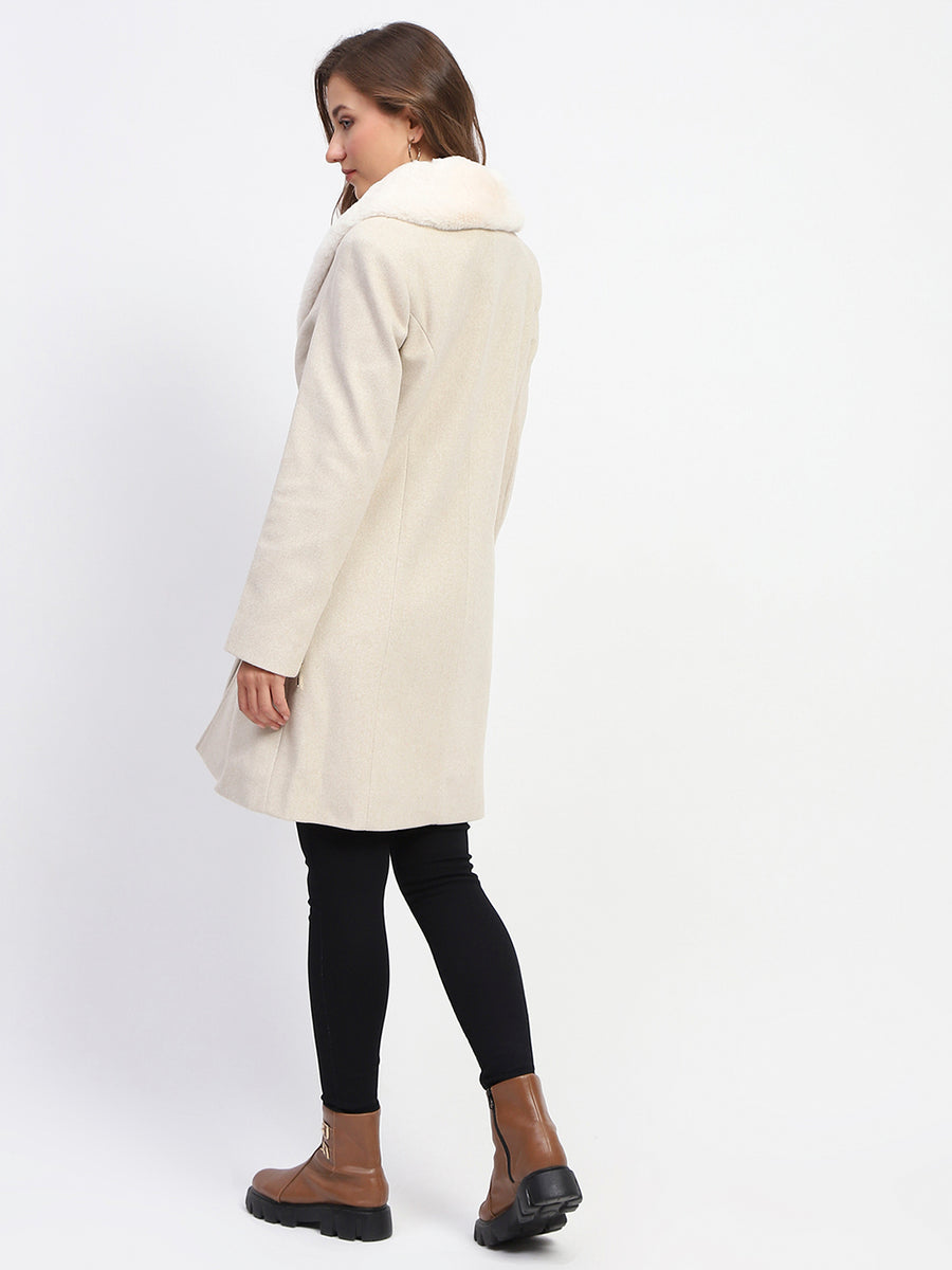 Madame Fur Collared Off White Long Coat