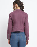 Madame Flap Collared Plum Suede Jacket