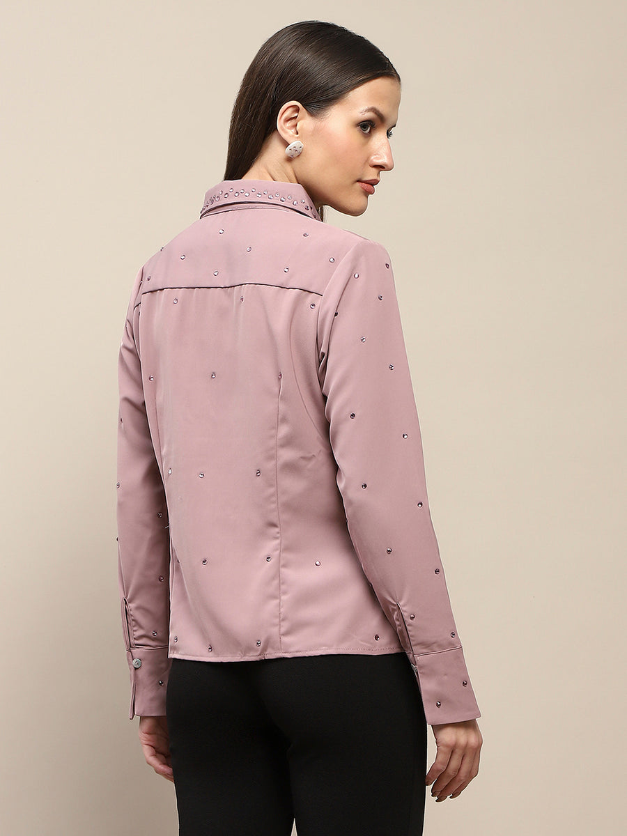 Madame Allover Embellished Pink Shirt