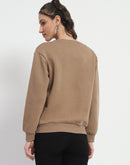 Madame Typography Adorned Cotton Blend Brown Sweatshirt