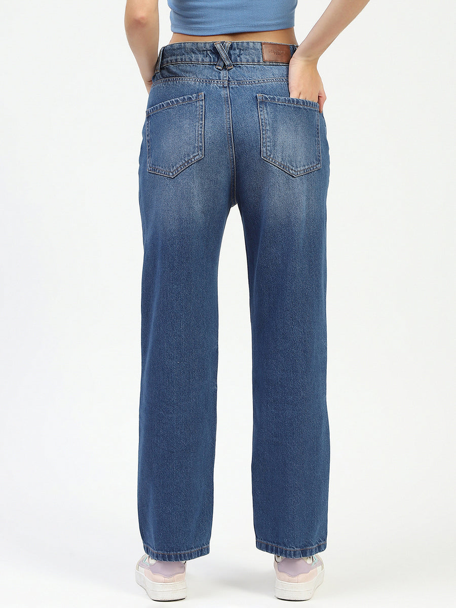 Madame Blue Straight Leg Cotton Denim Jeans