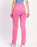 mSECRET Typography Detailing Straight leg Front Zipper Pink Track Bottoms