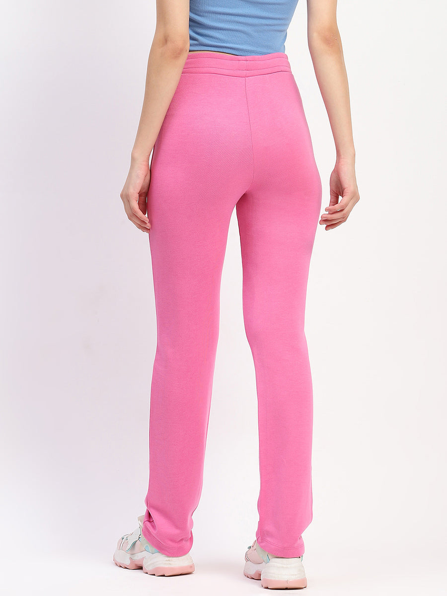 mSECRET Typography Detailing Straight leg Front Zipper Pink Track Bottoms