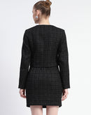 Madame Chain Accented Black Chequered Top and Skirt Set Co-ord Set