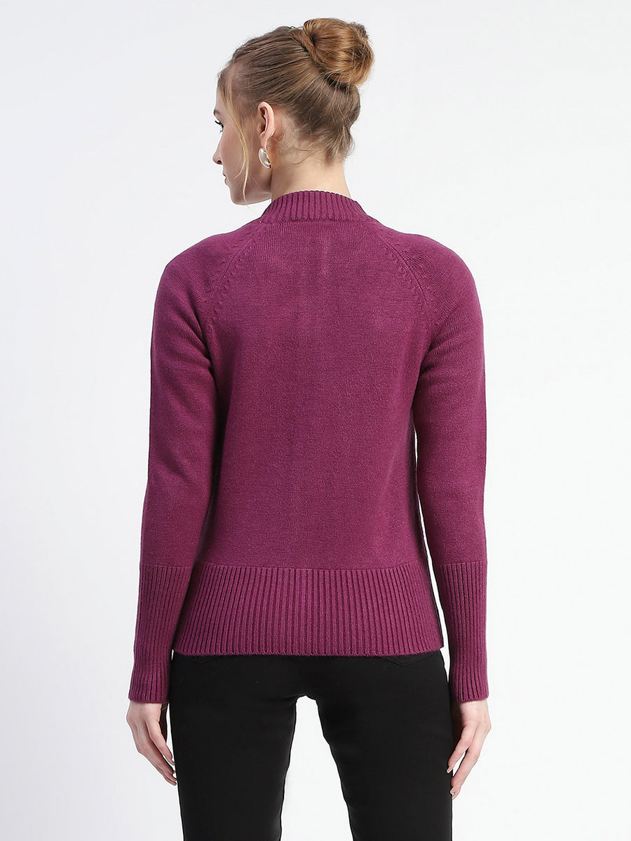 Madame Purple Full-Zip Knit Sweater