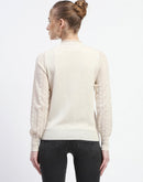 Madame Crew Neck Beige Knit Top