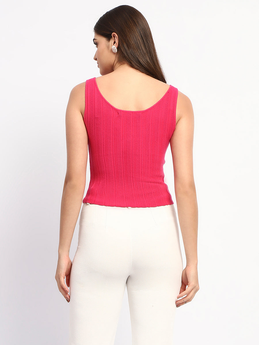 Madame Hot Pink Sleeveless Knit Top