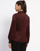 Madame Wine Embellished Collar Button-Up Shirt