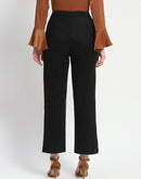 Madame Solid Black Pleated Gurkha Trousers