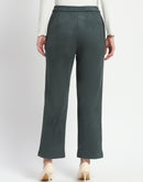 Madame Solid Green Pleated Gurkha Trousers