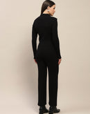 Madame Black Knitted Top and Bottom Ensemble