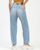 Madame Light Blue Whiskered Straight Fit Jeans