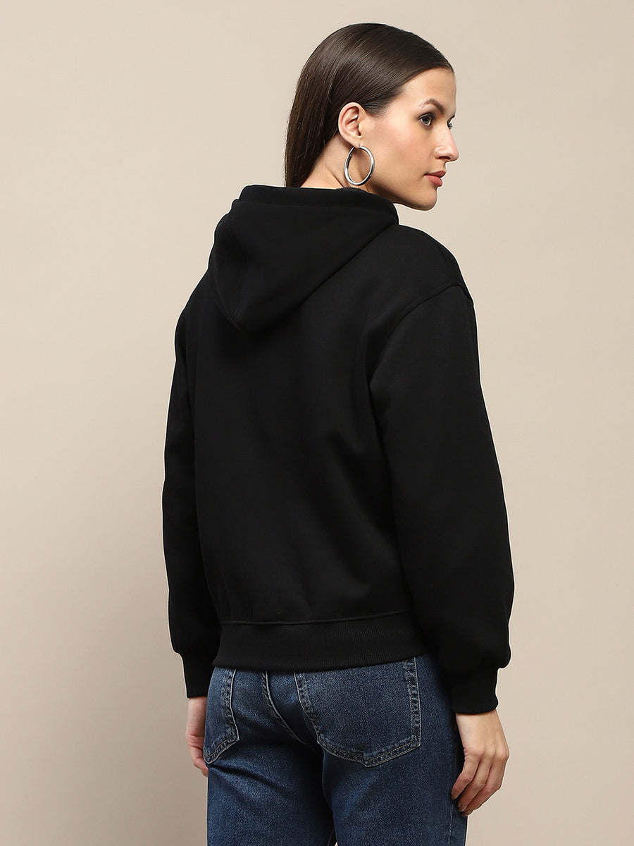 Madame Cotton Blend Black Zipped Sweatshirt