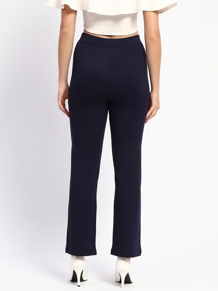 Madame Navy Wide-Leg Formal Trousers