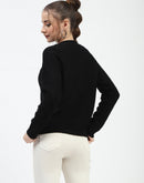 Madame Black Ribbed Zip-Up Sweater