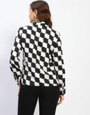 Madame Chessboard Print Black Viscose Shirt