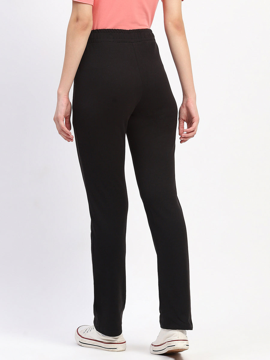 mSECRET Elasticated Waistband Pleated Straight Fit Black Track Bottoms