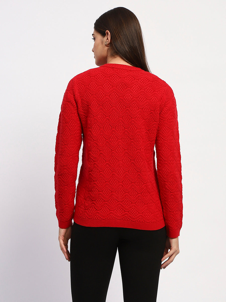 Madame Button Down Cable Knit Red Cardigan