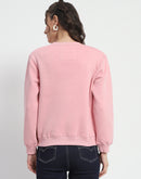 Madame Solid Light Pink Crew Neck Cotton Sweatshirt