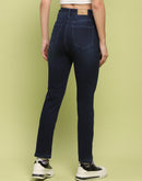 Madame Whiskered Dark Blue Cotton Denim Jeans