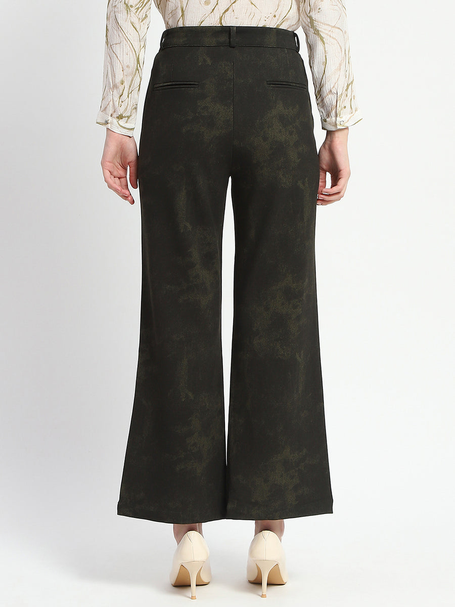 Madame Jacquard Straight Fit Green Trousers