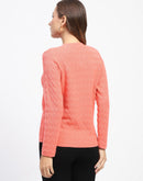 Madame Peach Self Designed V-Neck Cardigan