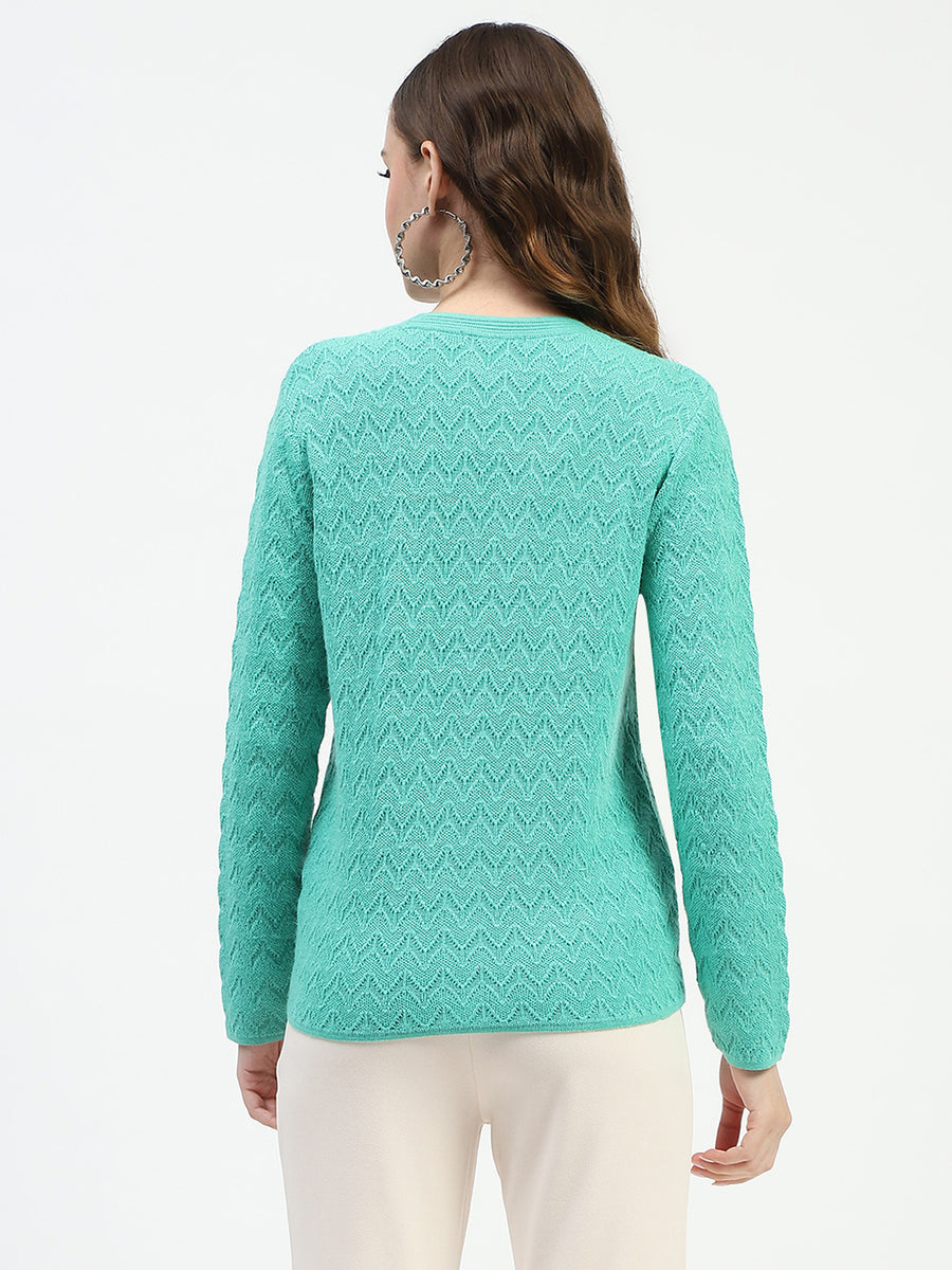 Madame Ribbed Knit Sea Green Button-Up Cardigan