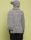 Madame Self Design Regular Fit Grey Sweater