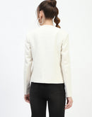 Madame Metal Buttoned Crew Neck Beige Short Coat