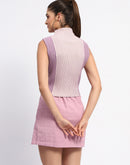 Madame Colorblock Ribbed Mock Neck Lilac Top