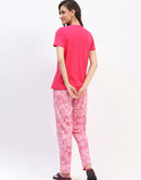 mSECRET Hot Pink Typographic Print Applique Night suit