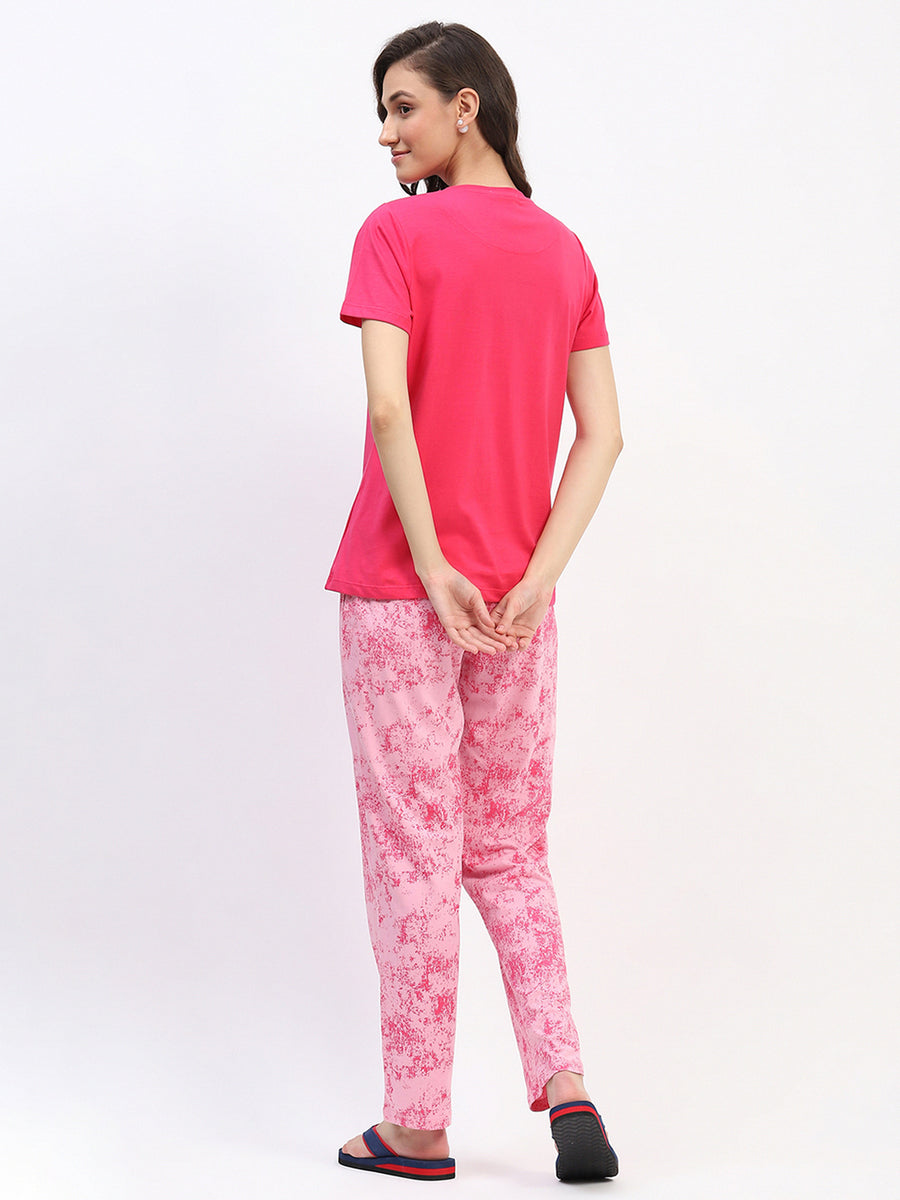 mSECRET Hot Pink Typographic Print Applique Night suit