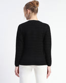 Madame Black Cable Knit Button Down Cardigan