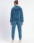 Madame Teal Zipped Sweatshirt with Tube Top and Elasticated Bottoms