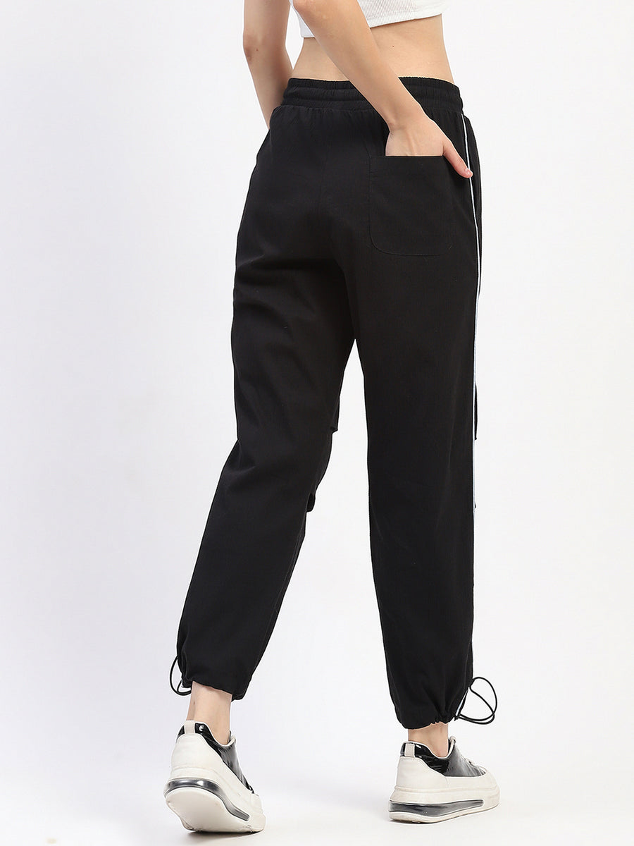 mSECRET Bottom Drawstring Elasticated Waist Solid Black Sweatpants