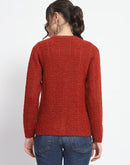 Madame Crew Neck Solid Rust Cardigan