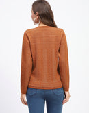 Madame Self-Designed Crew Neck Button Down Tan Cardigan