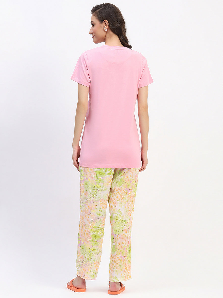 mSECRET Pink Graphic Tee and Floral Print Pajama Set