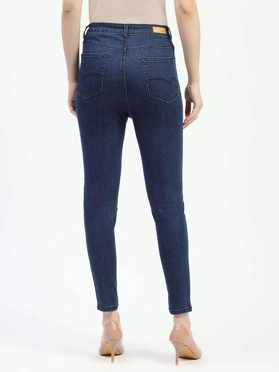 Madame Dark Blue Skinny Fit Cotton Jeans