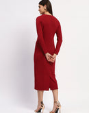 Madame Red Double-Breasted Detailing Long Coat Dress