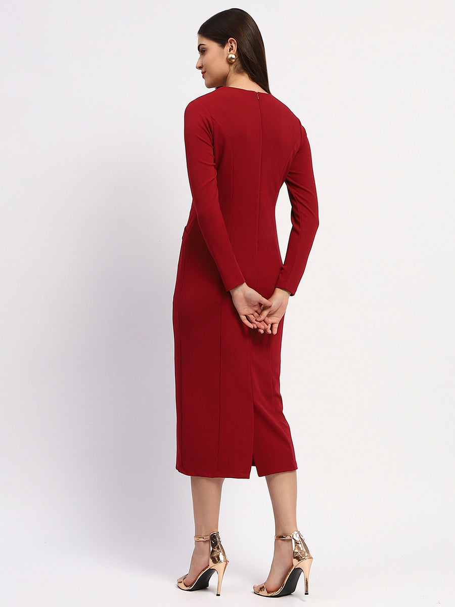 Madame Red Double-Breasted Detailing Long Coat Dress