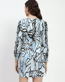 Madame Butterfly Print Wrap Style Dress